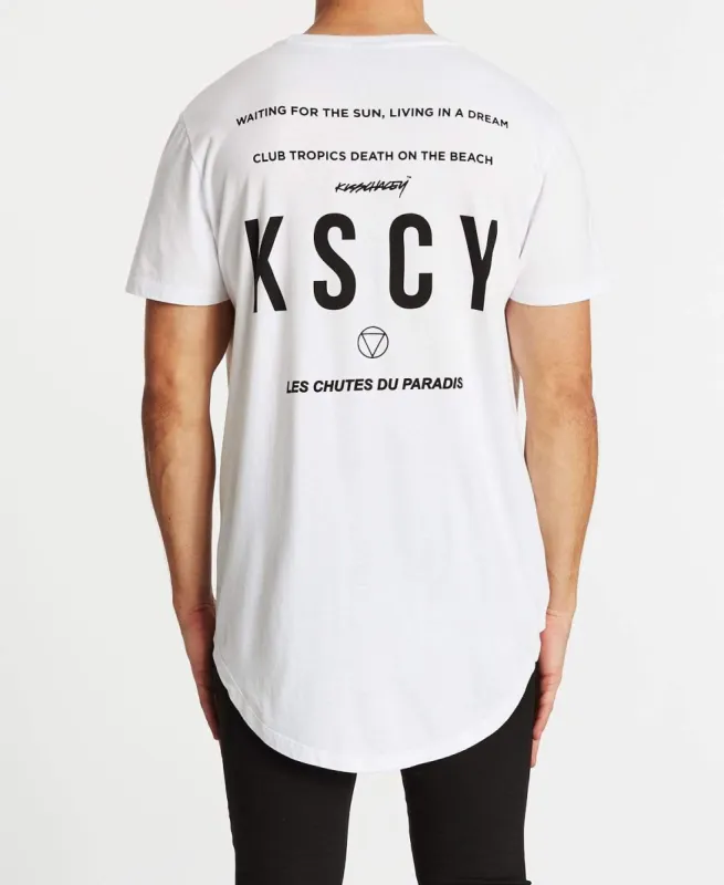 Chase The Sun Dual Curved T-Shirt White sold by Neverland