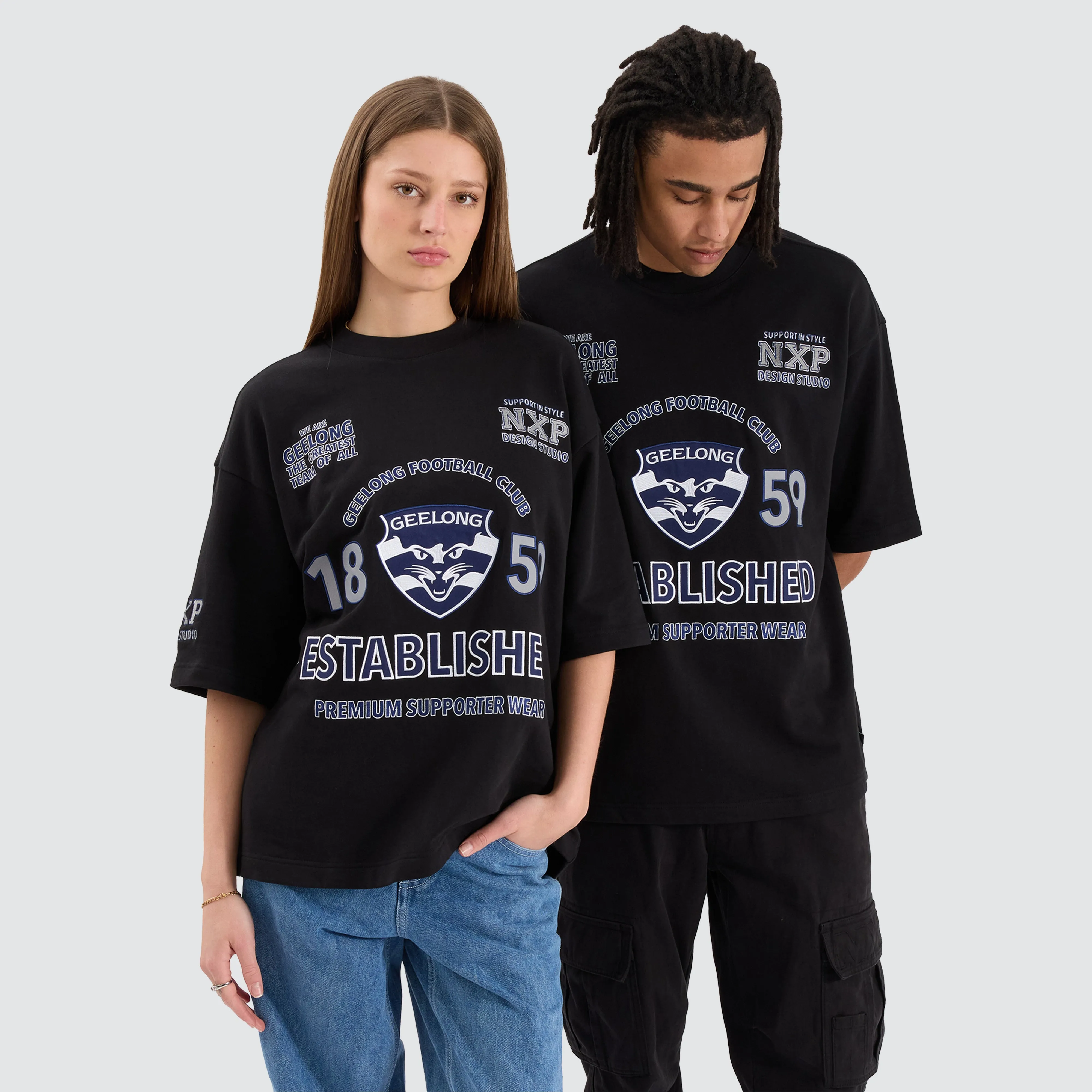 Geelong Cats AFL Mega Loopback Tee Jet Black sold by Neverland product image thumbnail 2