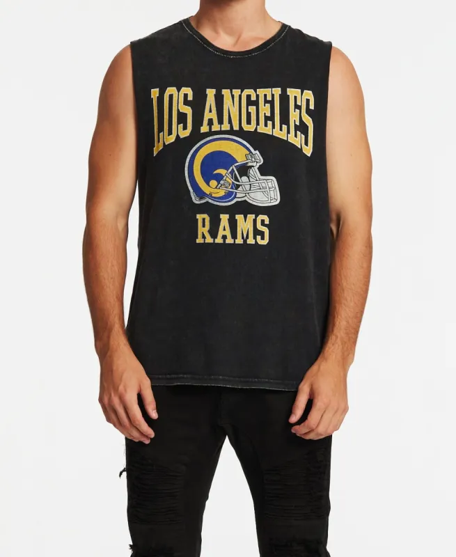 Los Angeles Rams Helmet Arch Muscle Tee Snow Wash Black sold by Neverland