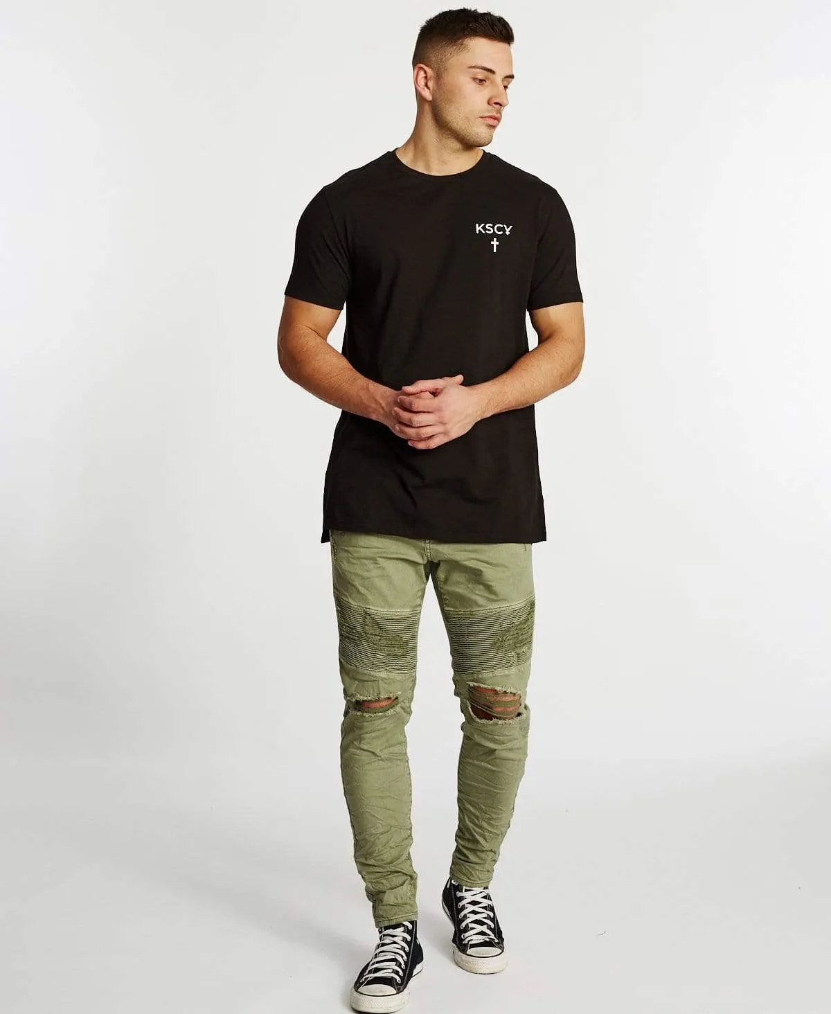 Tucson Step Hem T-Shirt Jet Black sold by Neverland product image thumbnail 4