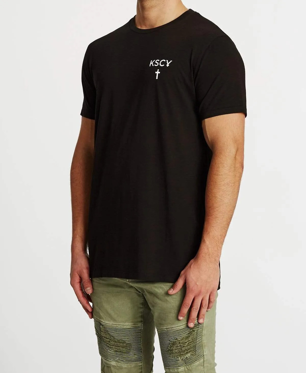 Tucson Step Hem T-Shirt Jet Black sold by Neverland product image thumbnail 3
