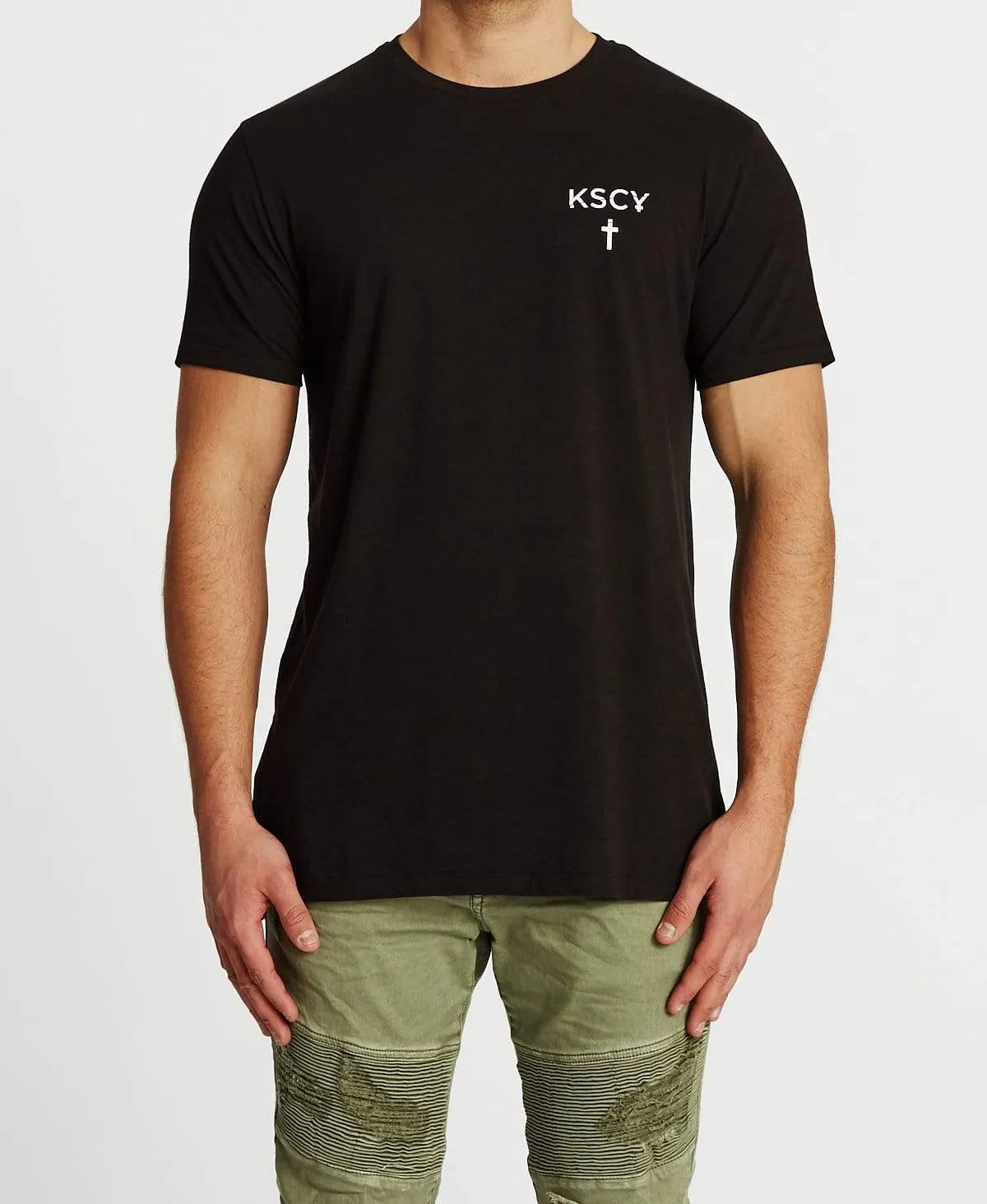 Tucson Step Hem T-Shirt Jet Black sold by Neverland product image thumbnail 2