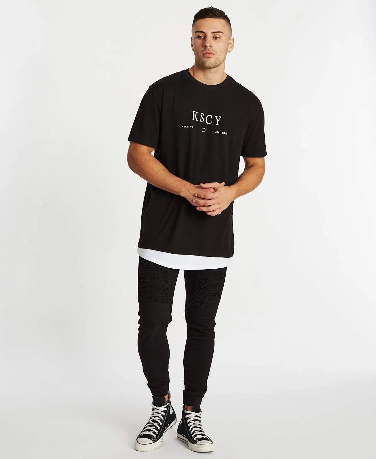 Save Us Relaxed Layered T-Shirt Jet Black sold by Neverland product image thumbnail 4