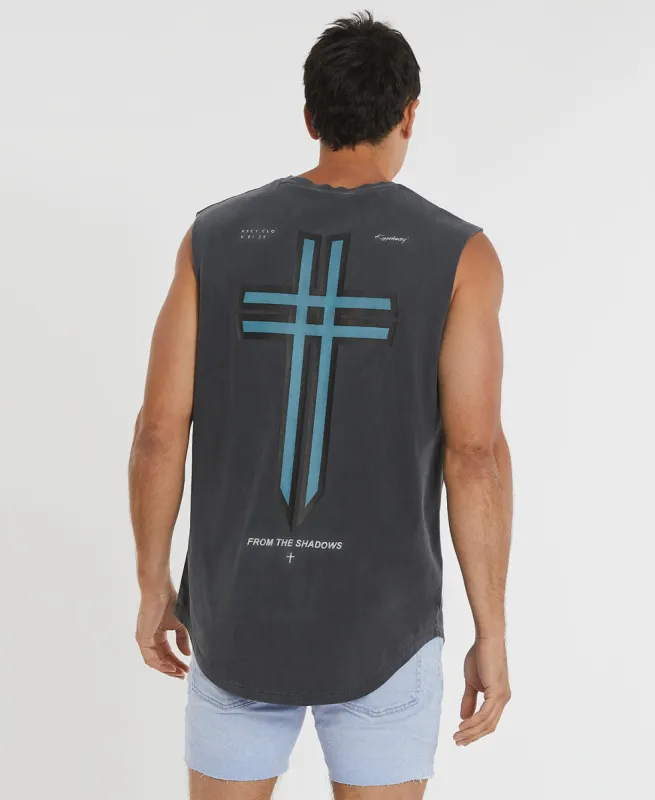 Revolver Dual Curved Muscle Tee Pigment Asphalt sold by Neverland