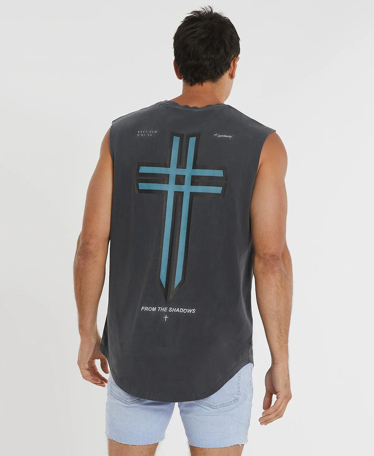 Revolver Dual Curved Muscle Tee Pigment Asphalt sold by Neverland