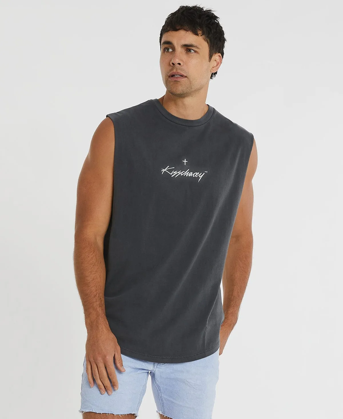 Revolver Dual Curved Muscle Tee Pigment Asphalt sold by Neverland product image thumbnail 2