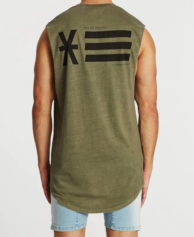 Opposites Cape Back Muscle Tee Pigment Khaki sold by Neverland