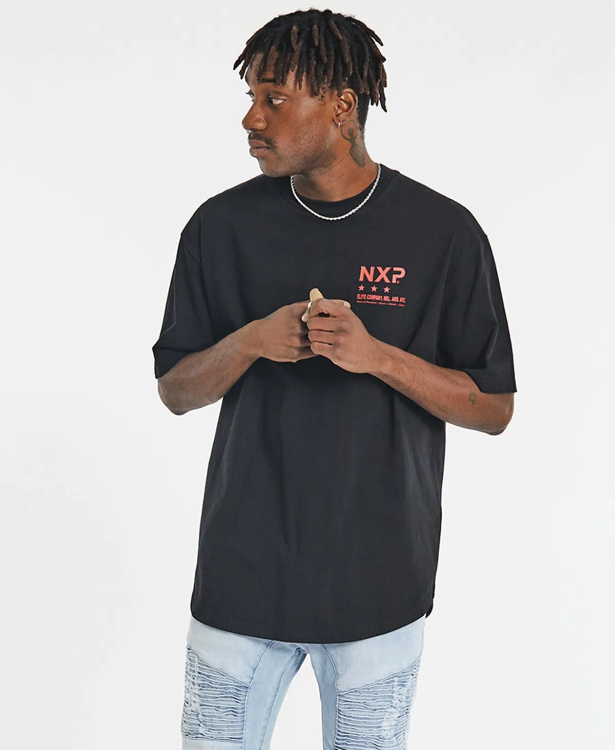 District Box Fit Scoop T-Shirt Jet Black sold by Neverland product image thumbnail 2