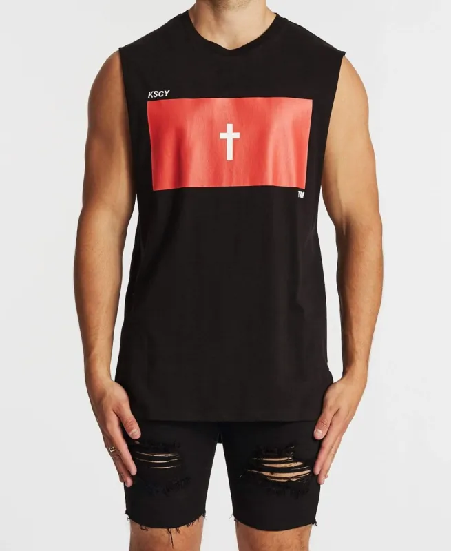 Immortals Step Hem Muscle Tee Jet Black sold by Neverland