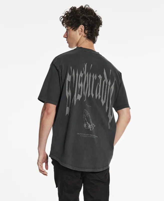 Riot Box Fit Scoop T-Shirt Pigment Anthracite Black sold by Neverland