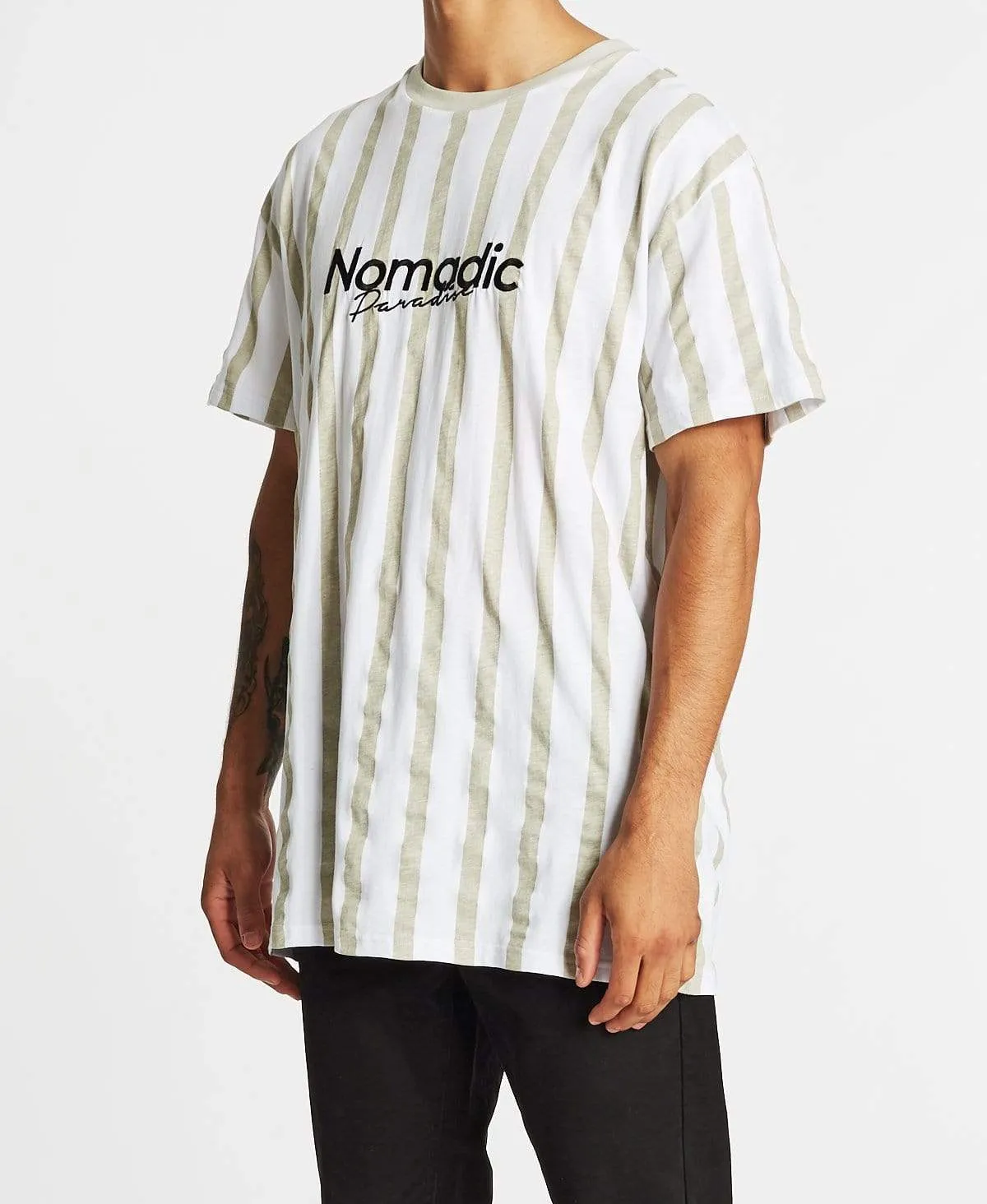 Hollow Relaxed T-Shirt Sand/White Stripe sold by Neverland product image thumbnail 3