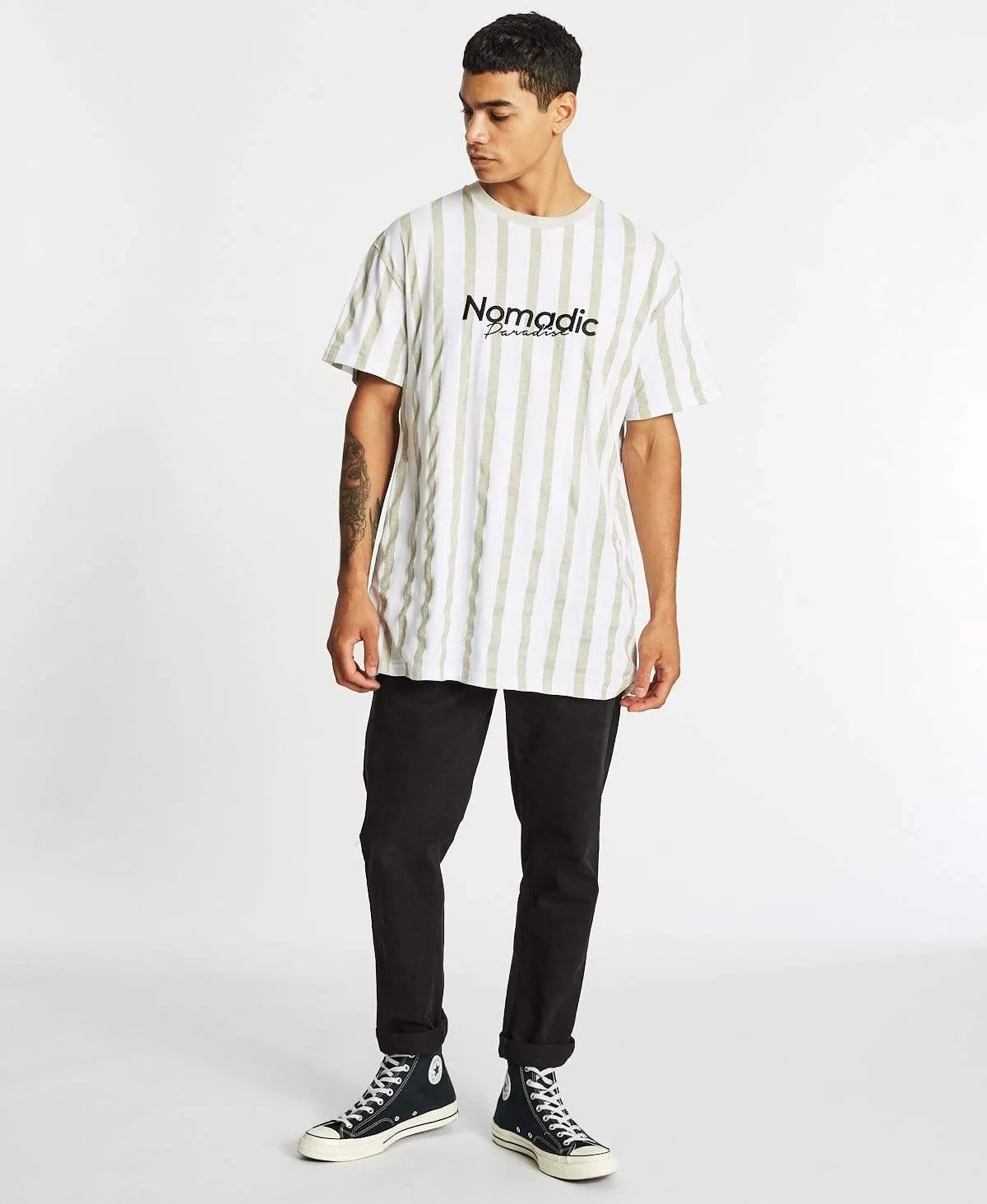 Hollow Relaxed T-Shirt Sand/White Stripe sold by Neverland product image thumbnail 4