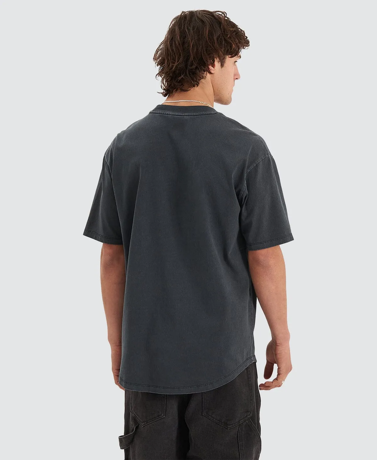 Contorted Heavy Box Fit Scoop T-Shirt Pigment Anthracite Black sold by Neverland product image thumbnail 2