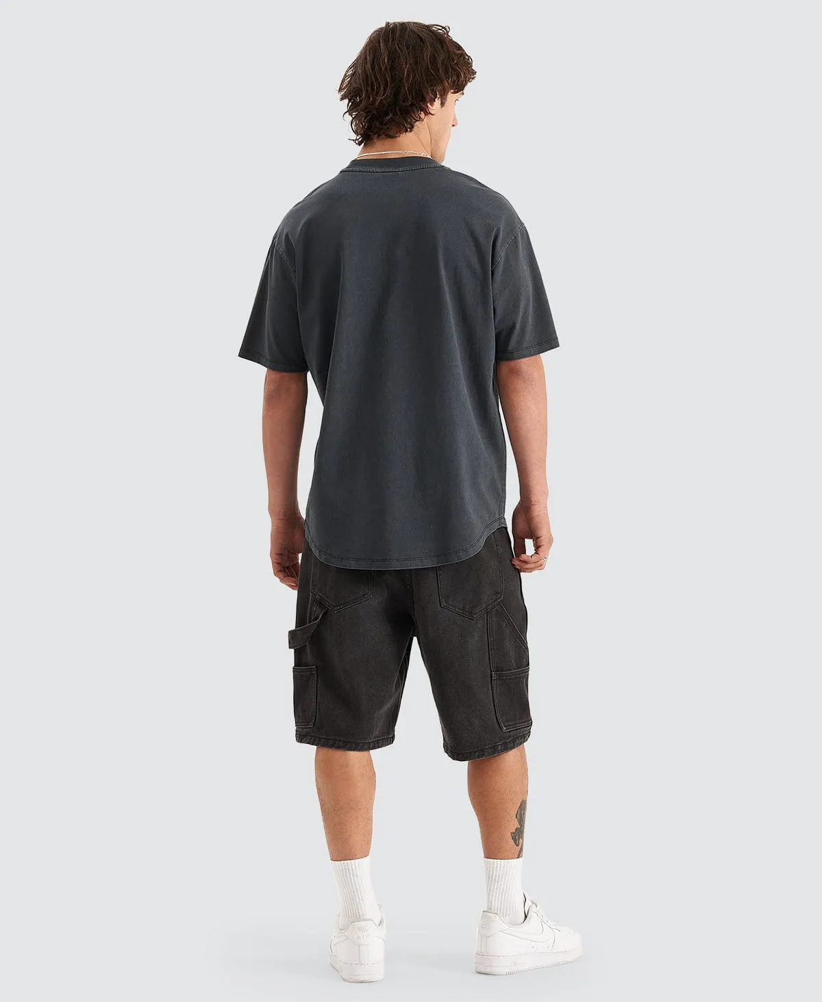 Contorted Heavy Box Fit Scoop T-Shirt Pigment Anthracite Black sold by Neverland product image thumbnail 4