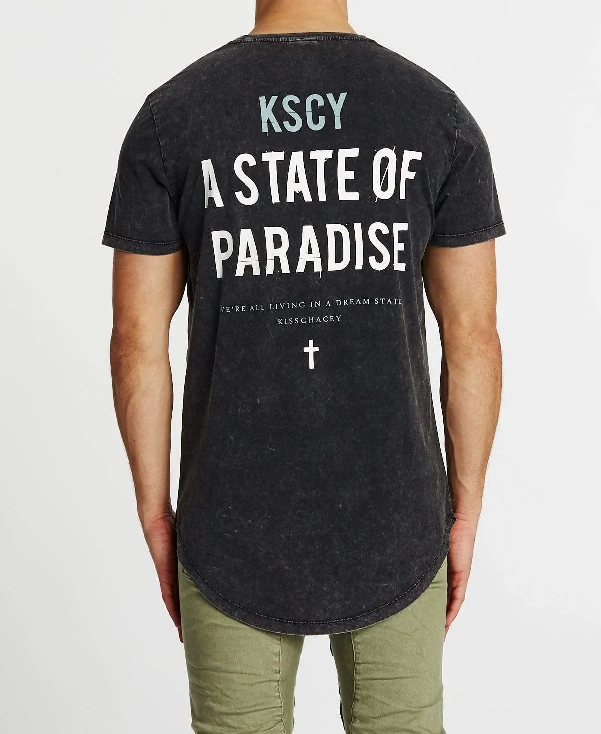 Paradise State Dual Curved T-Shirt Acid Black sold by Neverland