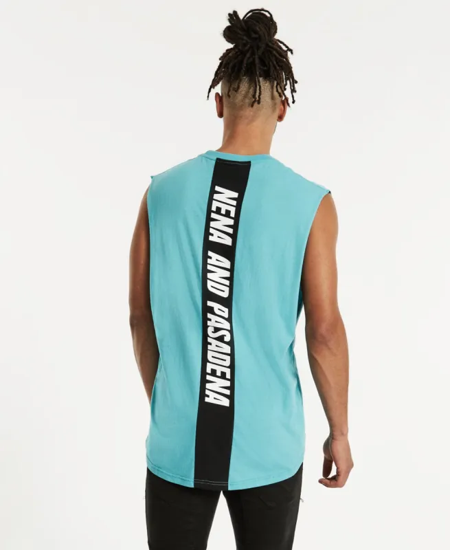 Highway Scoop Back Muscle Tee Aqua Blue sold by Neverland