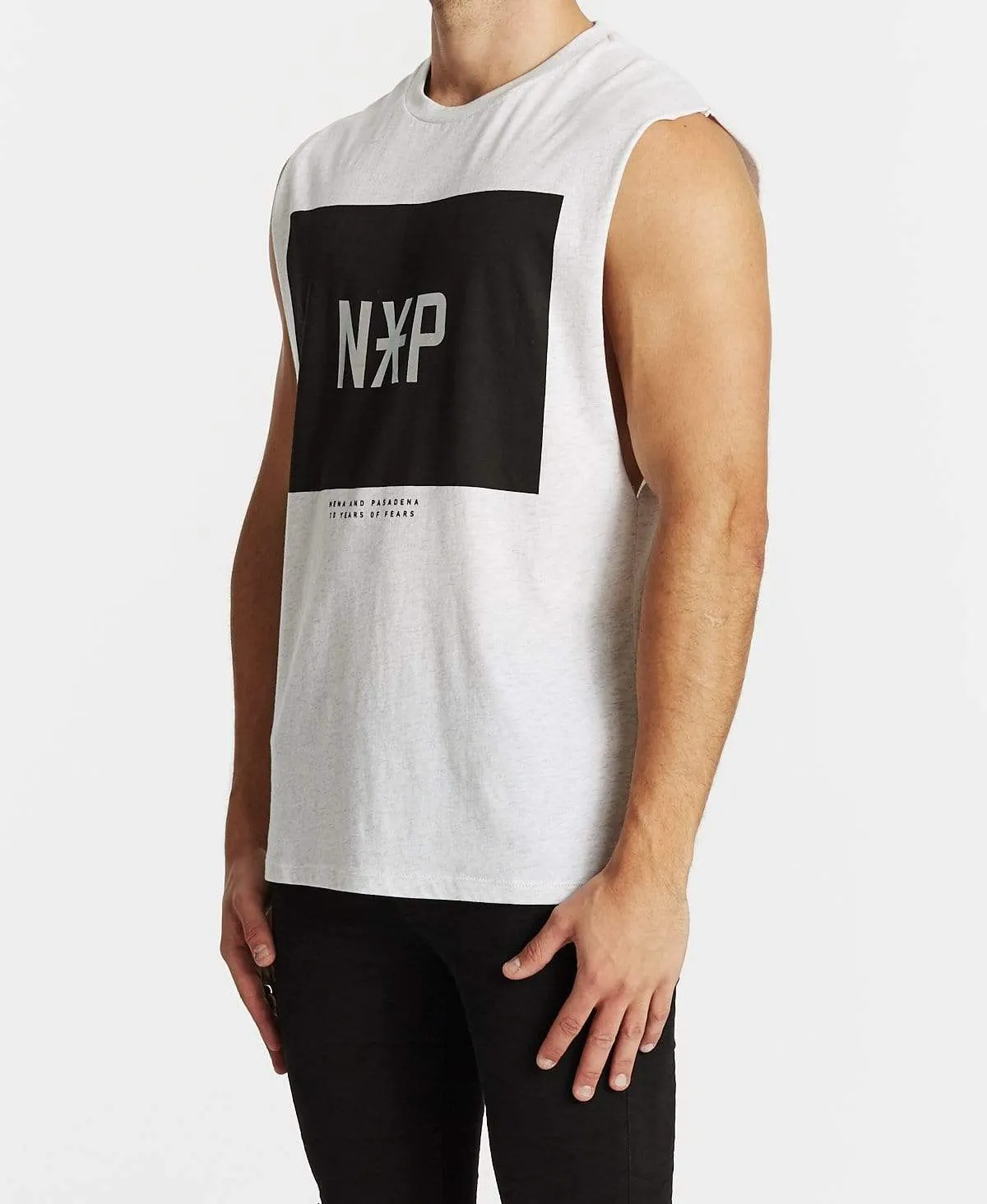 Oxides Scoop Back Muscle Tee Snow Marle sold by Neverland product image thumbnail 3
