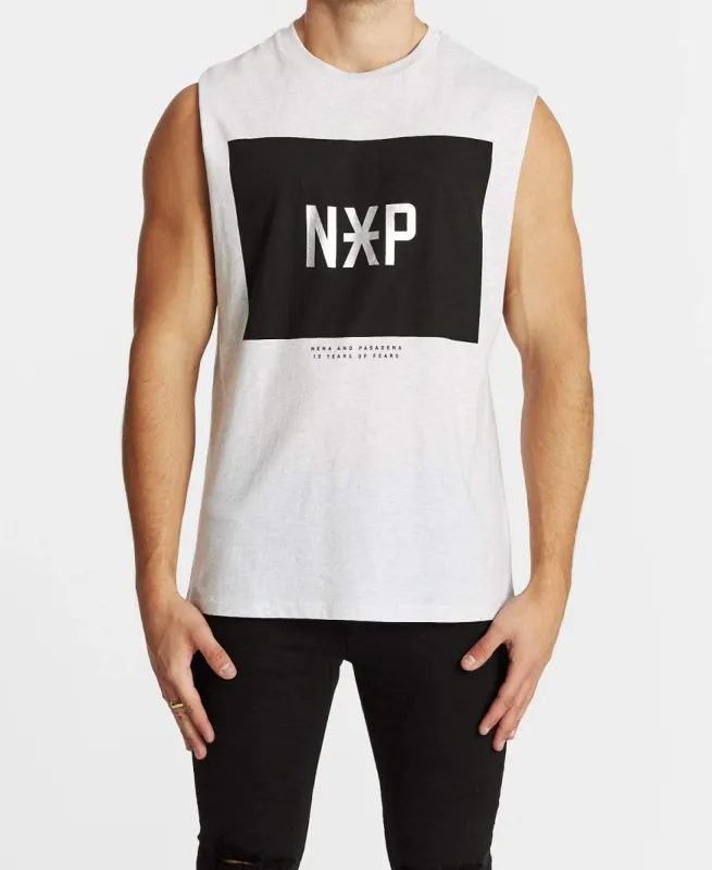 Oxides Scoop Back Muscle Tee Snow Marle sold by Neverland