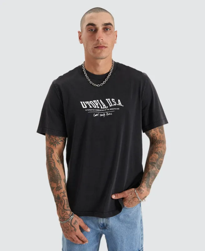 Utopia T-Shirt Caviar Black sold by Neverland