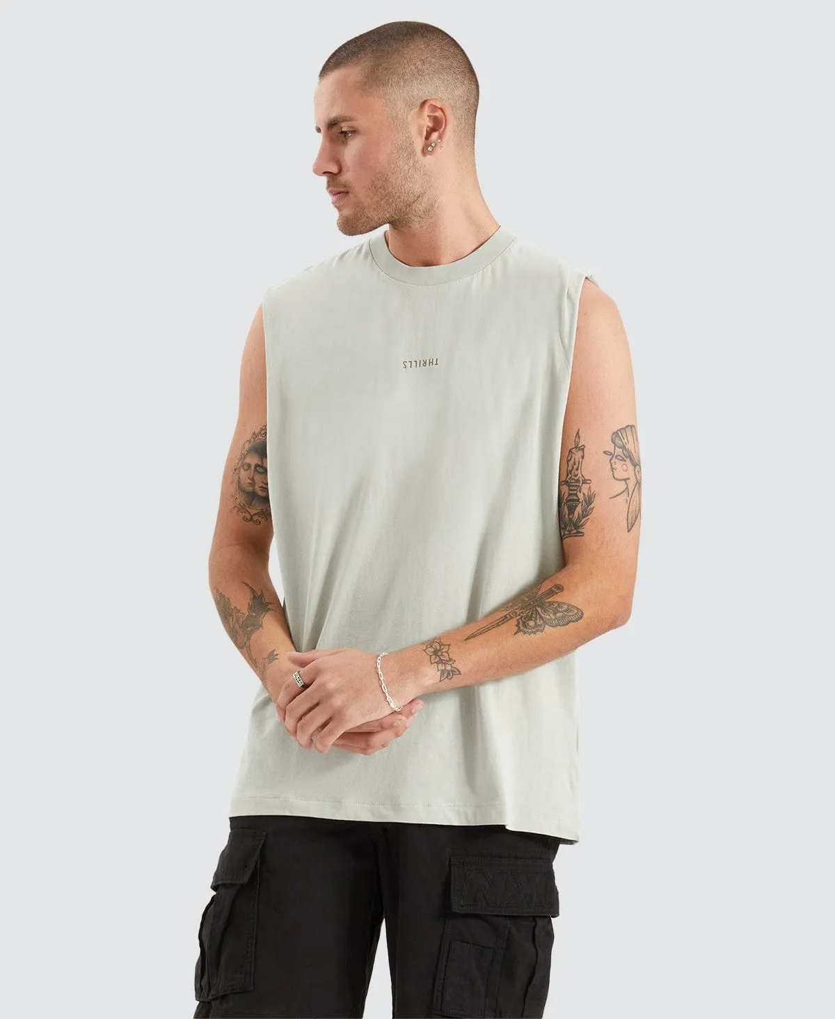 Minimal Thrills Merch Fit Muscle Tee Sage sold by Neverland