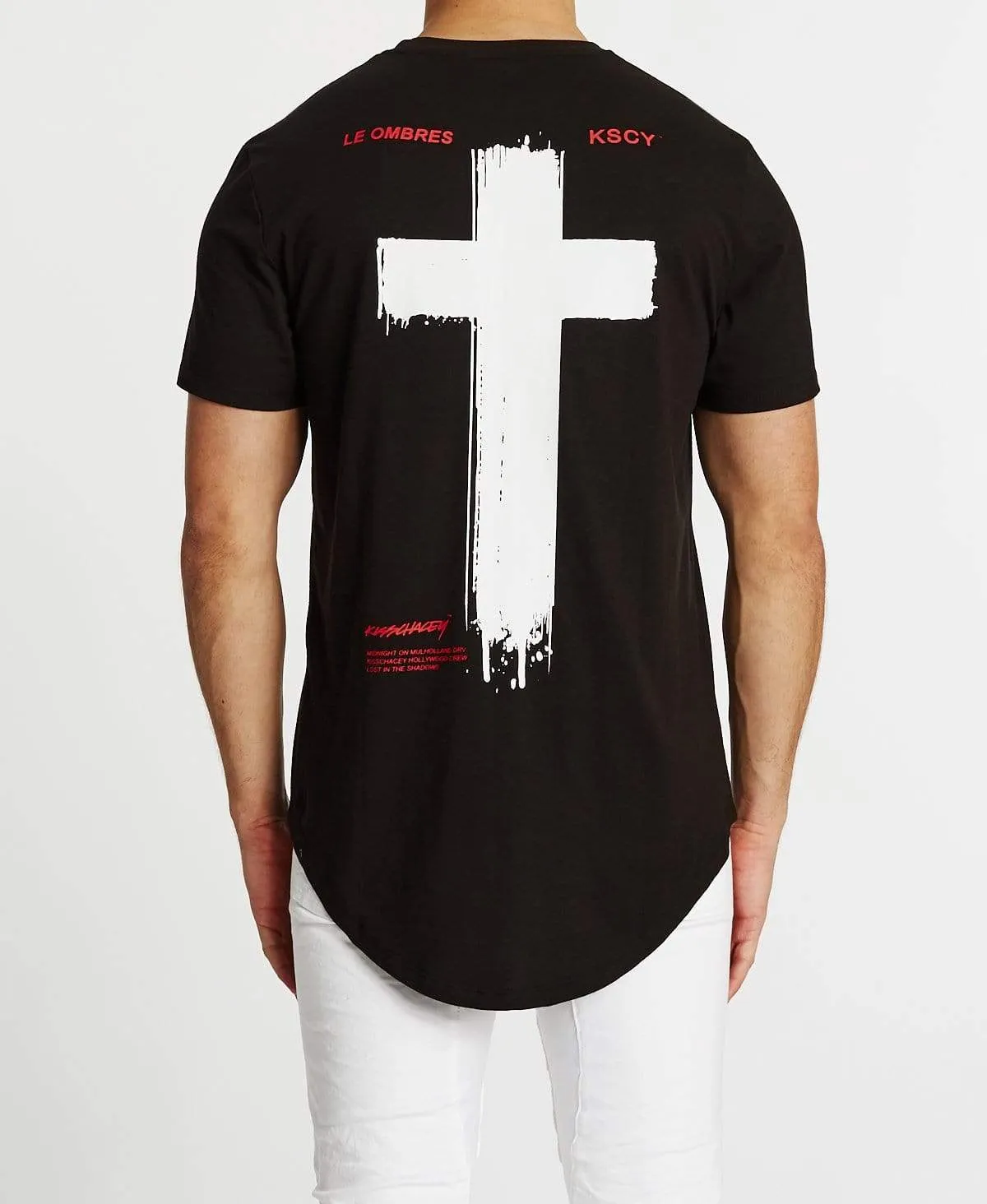 Ombre Dual Curved T-Shirt Jet Black sold by Neverland