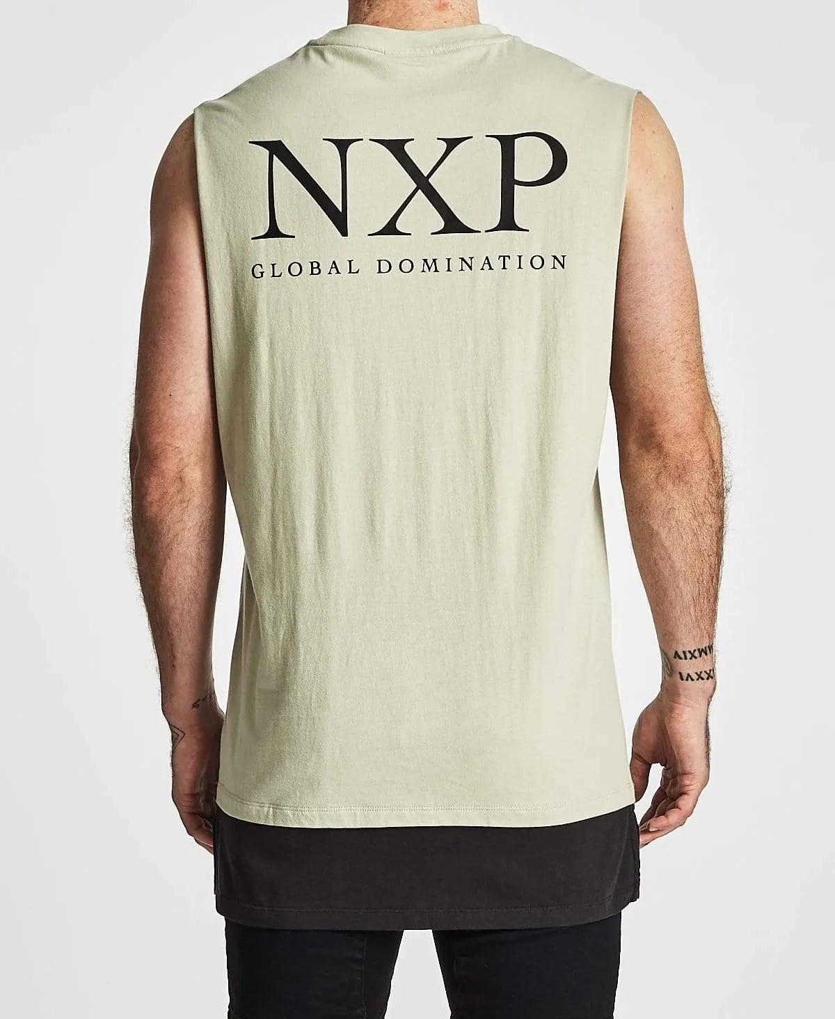 Statue Layered Hem Muscle Tee Stone sold by Neverland