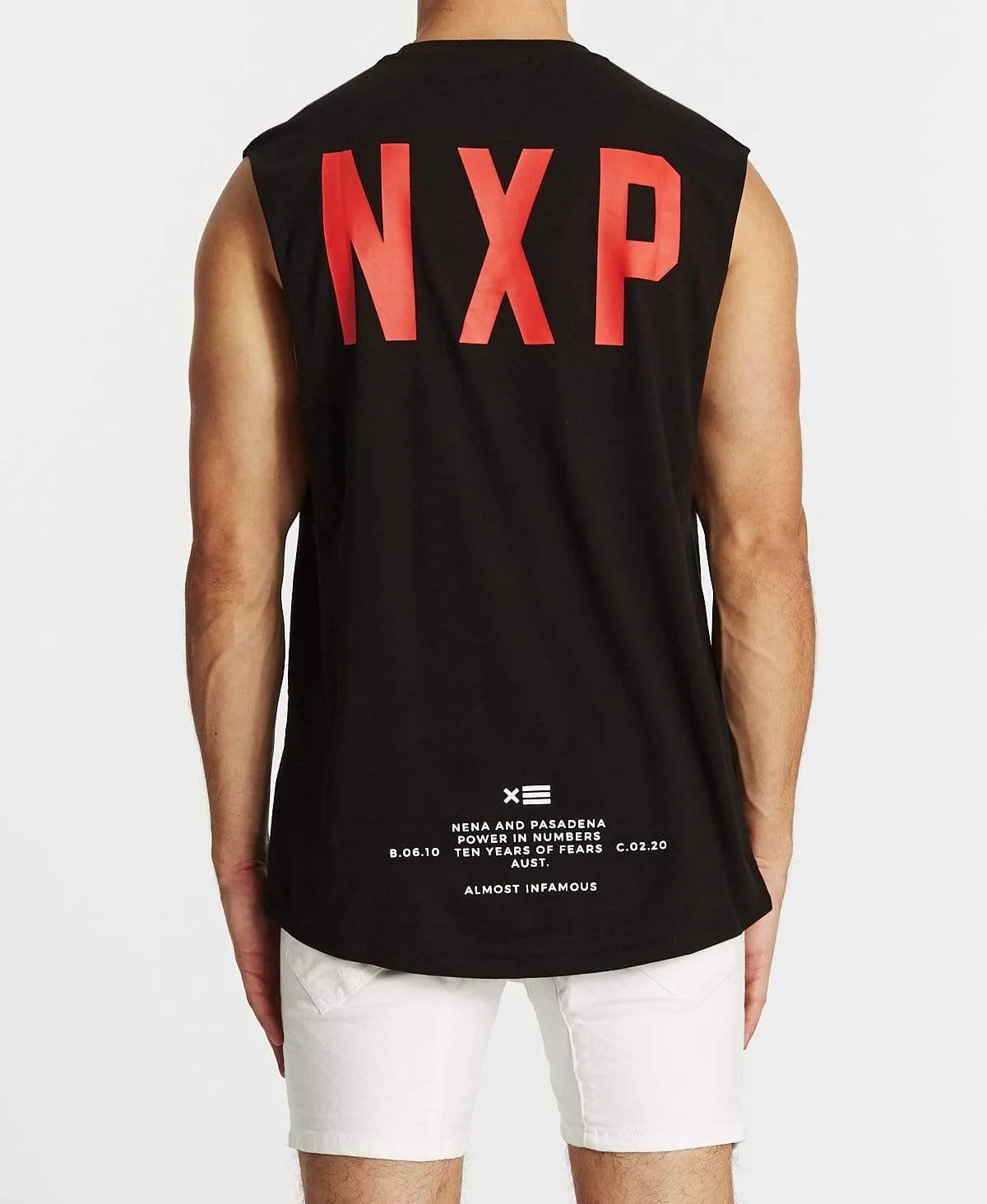 Decade Scoop Back Muscle Tee Jet Black sold by Neverland
