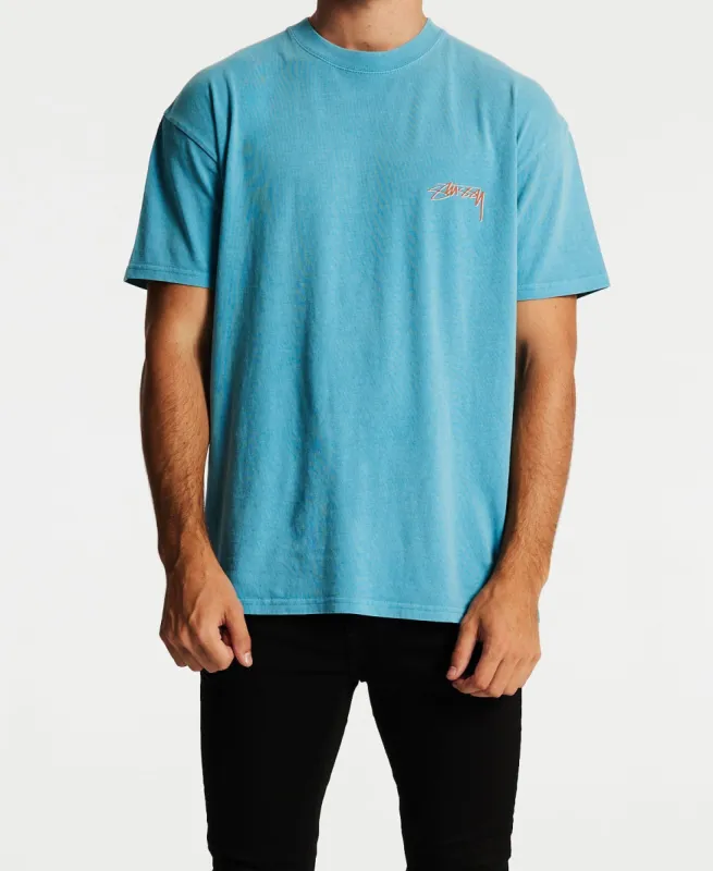 Shadow Script T-Shirt Pigment Washed Blue sold by Neverland