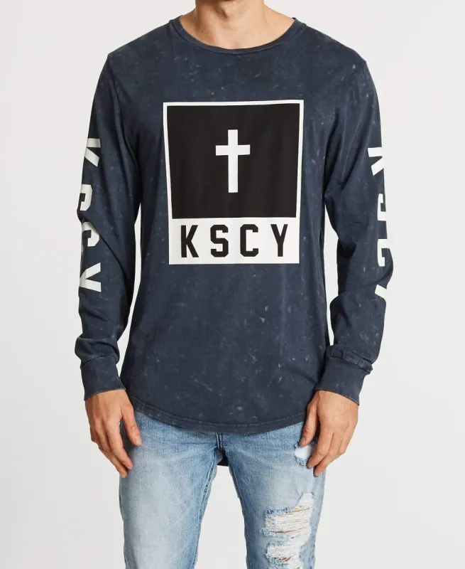Pursuit Cape Back Long Sleeve Tee Acid Navy sold by Neverland
