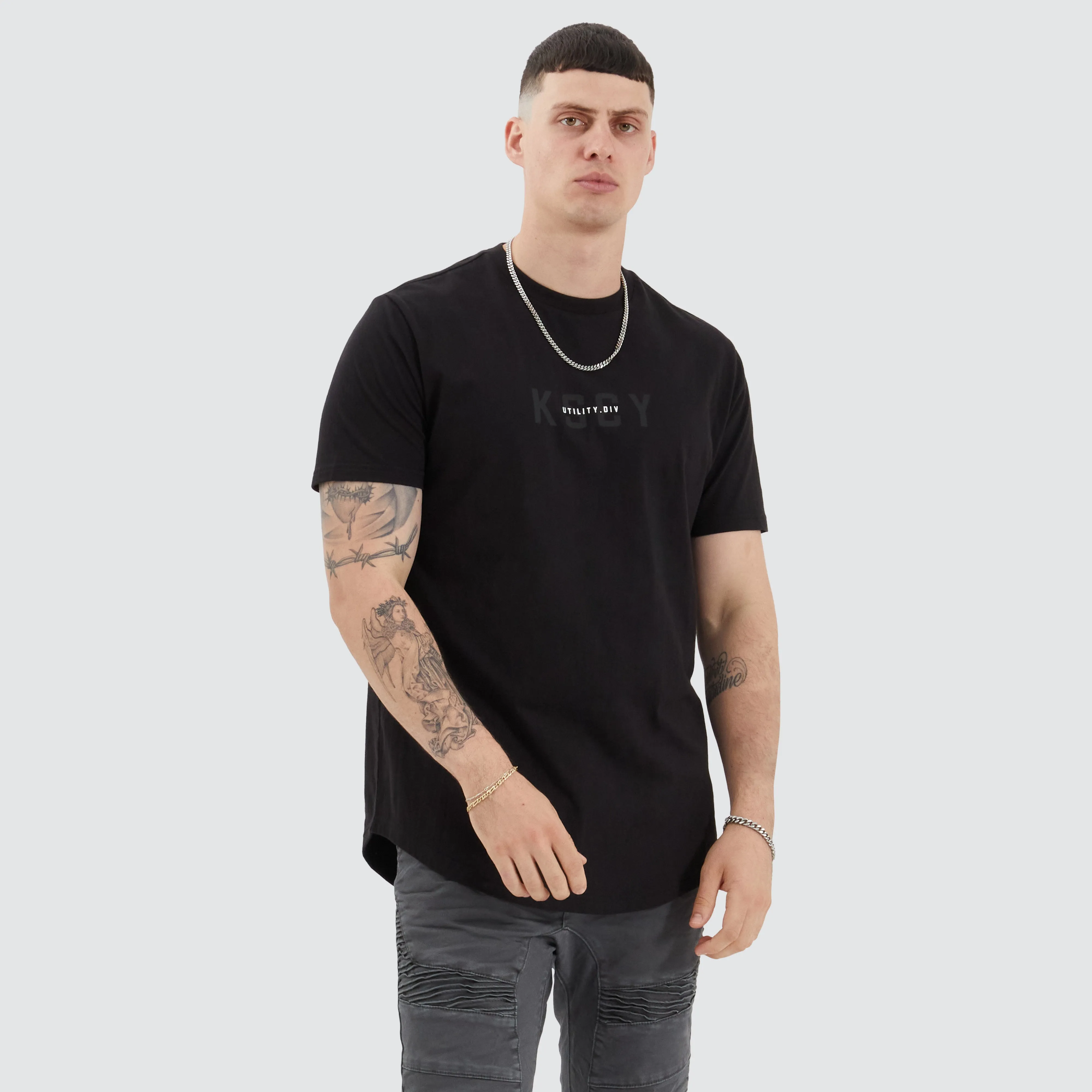 Shafer Dual Curved Tee Jet Black sold by Neverland