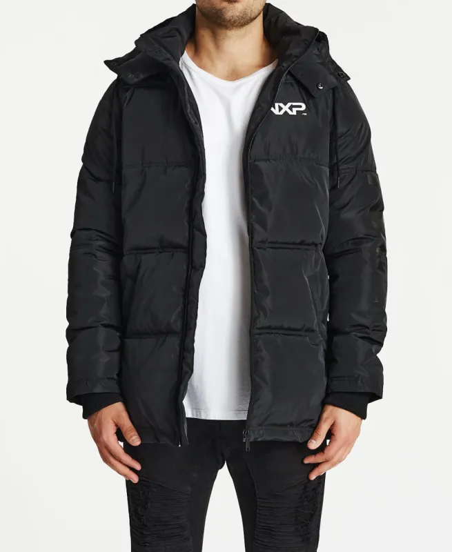 Paramount Long Line Puffer Jacket Jet Black made by Neverland