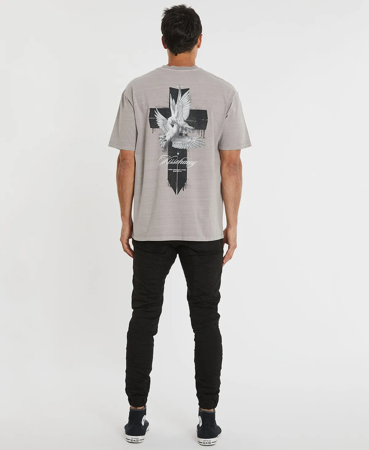 Steel Doves Heavy Box Fit T-Shirt Pigment Gull Grey sold by Neverland product image thumbnail 3