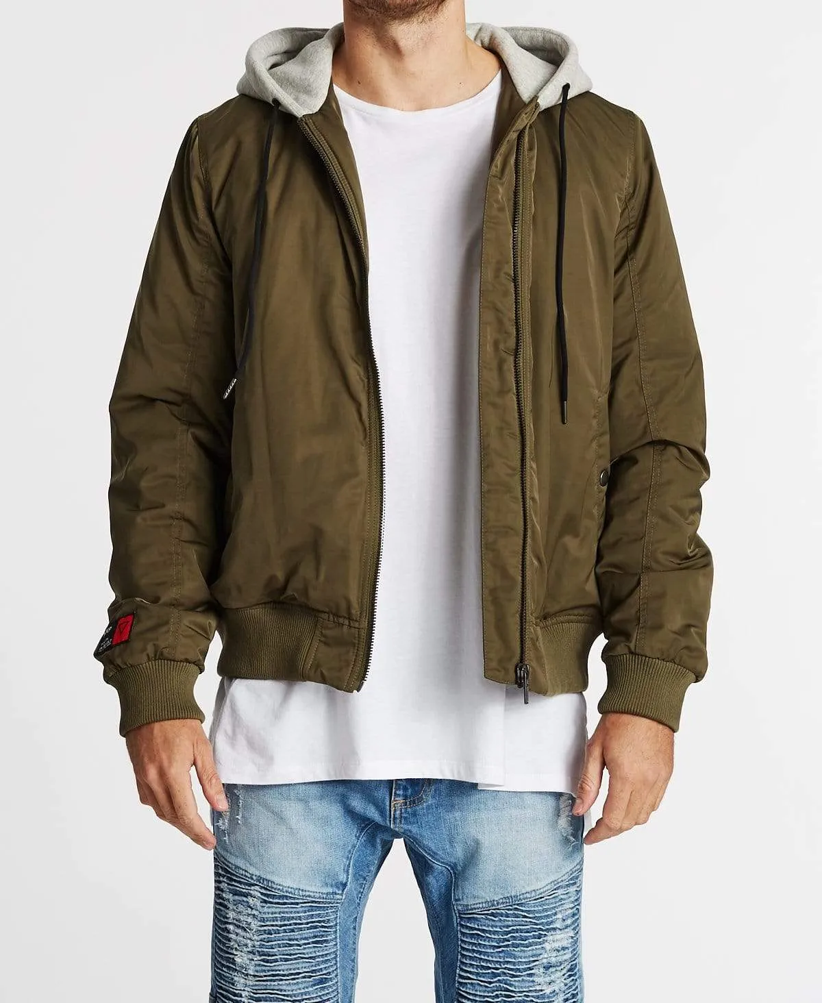 Omega Hooded Bomber Jacket Khaki sold by Neverland