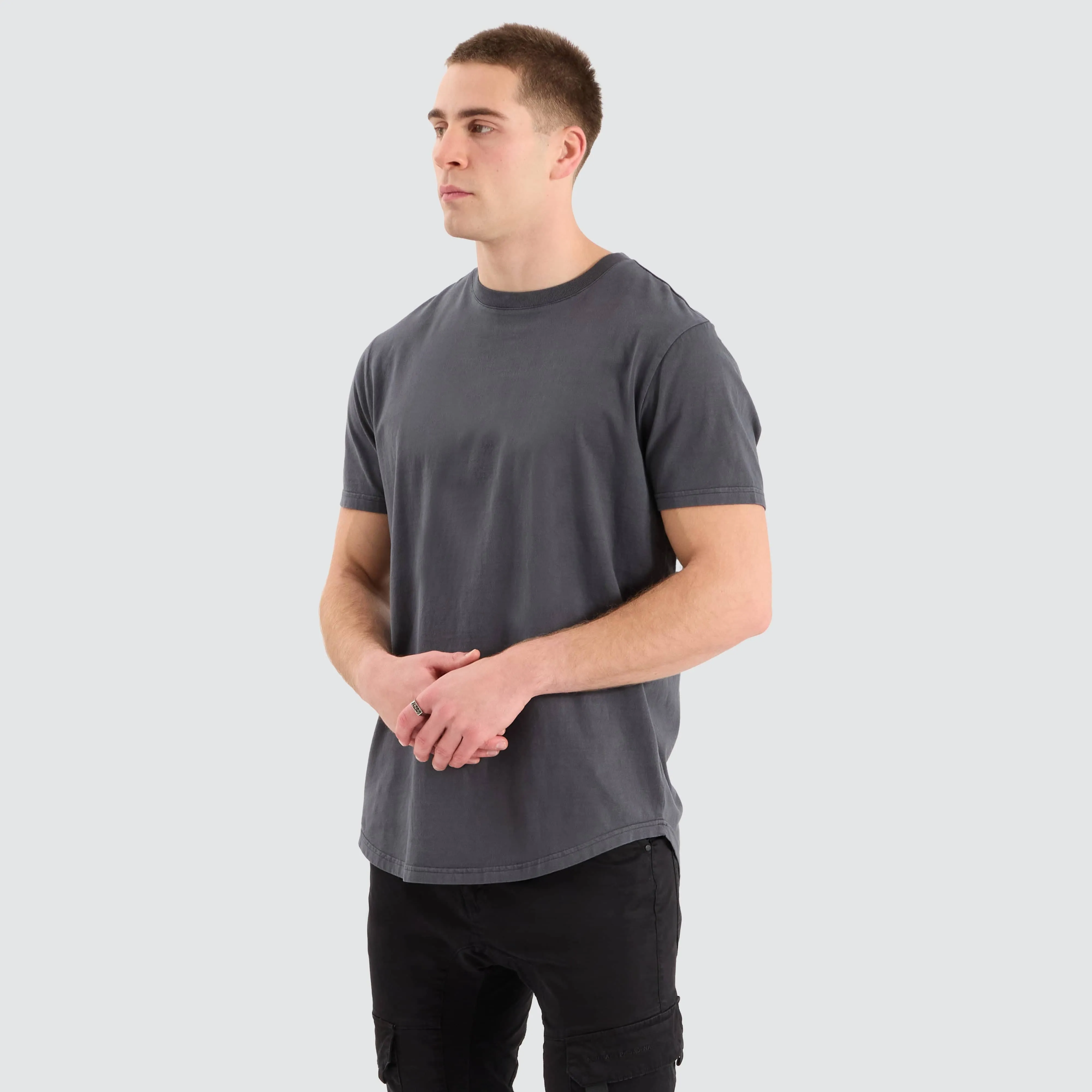 Bristol Dual Curved Tee Pigment Asphalt sold by Neverland product image thumbnail 4