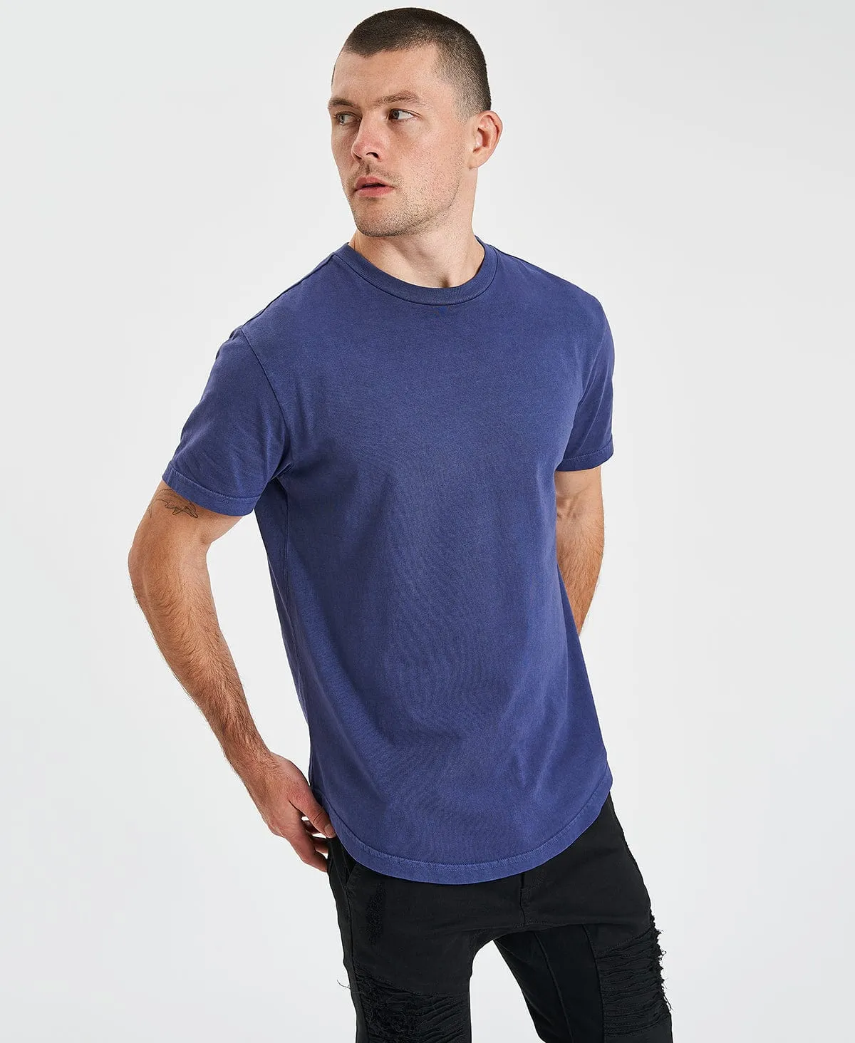 Bristol Dual Curved T-Shirt Pigment Navy Blue sold by Neverland