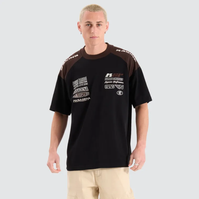 Overtake Raptor Tee Jet Black / Chocolate Brown sold by Neverland