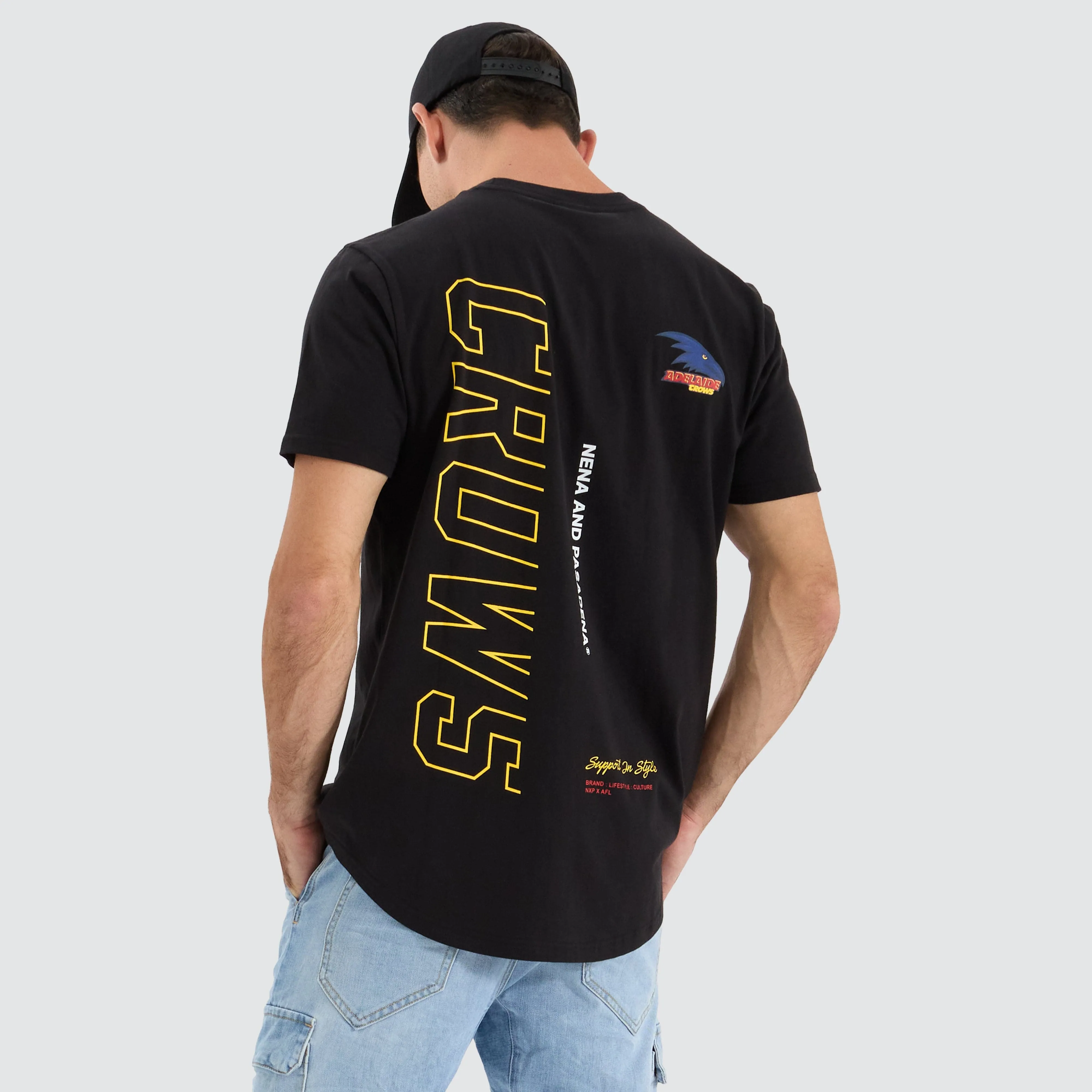 Adelaide Crows AFL Dual Curved Tee Jet Black sold by Neverland