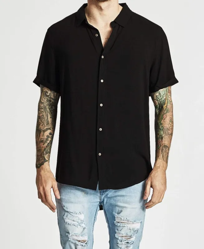 Drift Short Sleeve Shirt Jet Black sold by Neverland
