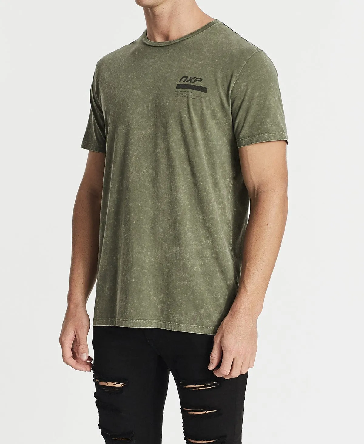 Burning Scoop Back T-Shirt Acid Khaki sold by Neverland product image thumbnail 3