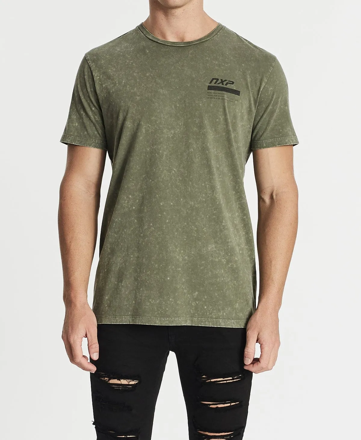Burning Scoop Back T-Shirt Acid Khaki sold by Neverland product image thumbnail 2