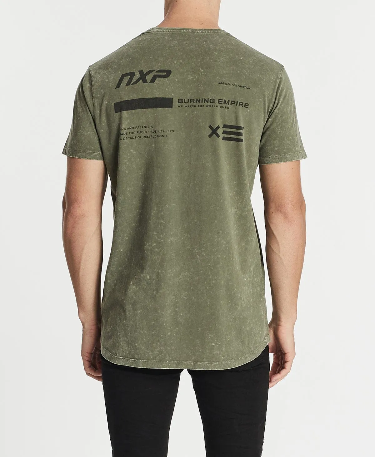 Burning Scoop Back T-Shirt Acid Khaki sold by Neverland