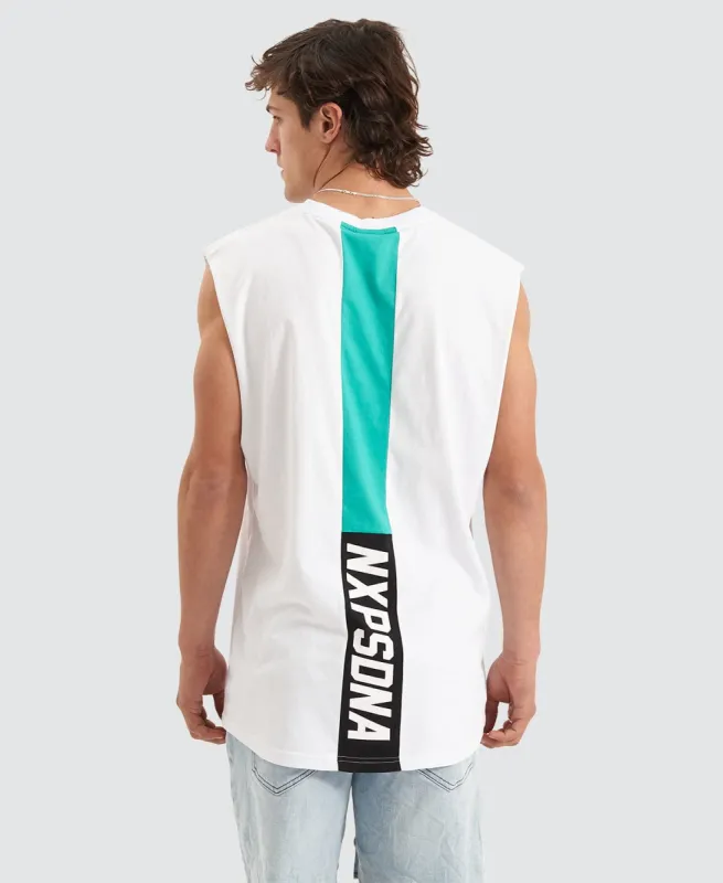 Cautionary Scoop Back Muscle Tee White sold by Neverland