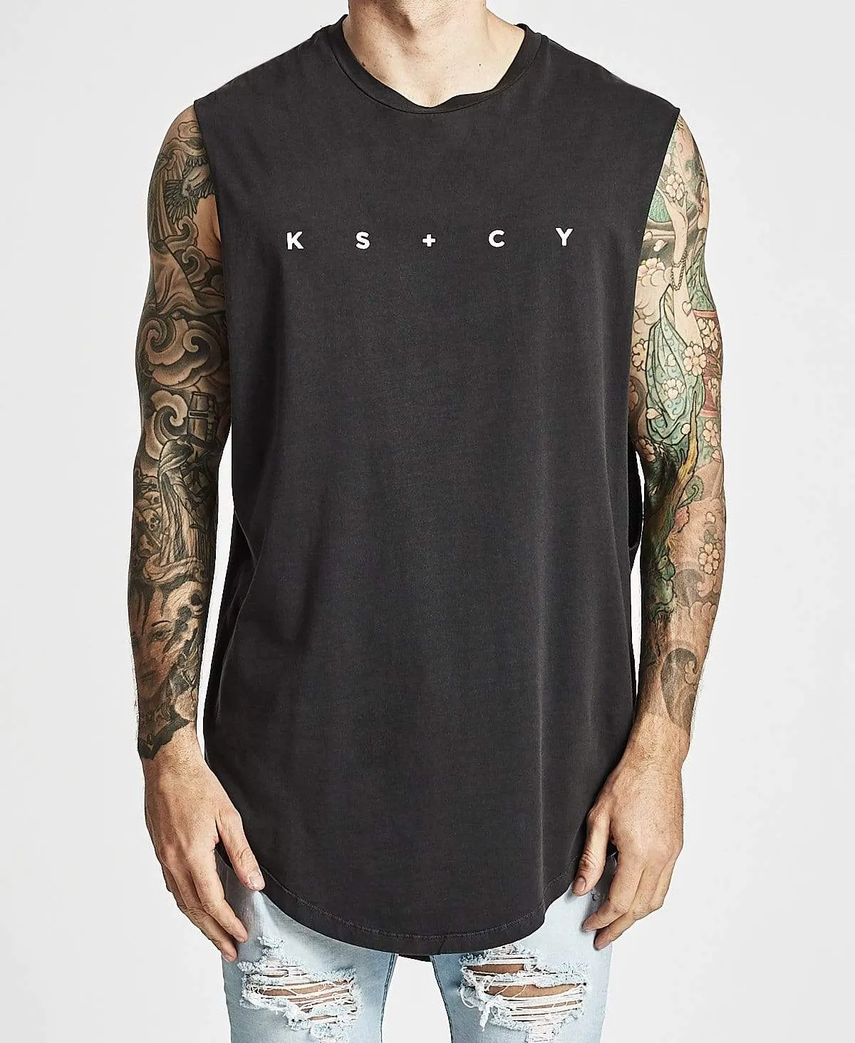 Look Within Dual Curve Hem Muscle Tee Pigment Black sold by Neverland product image thumbnail 2