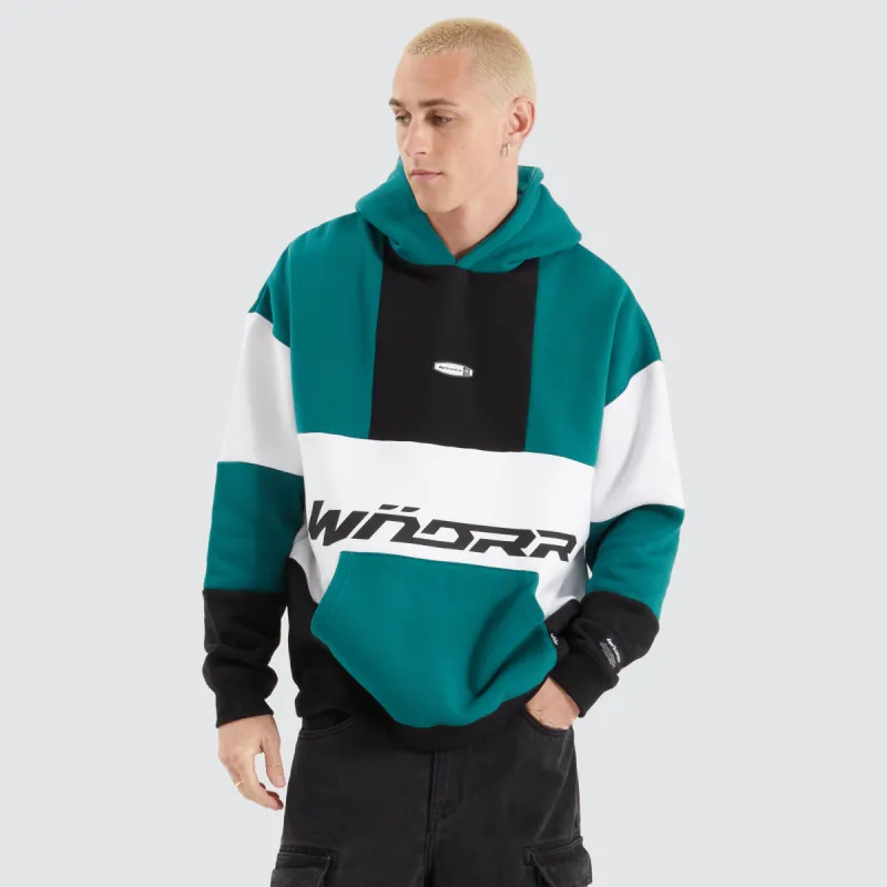 Solitude Panel Hood Sweat Black/ Teal made by WNDRR