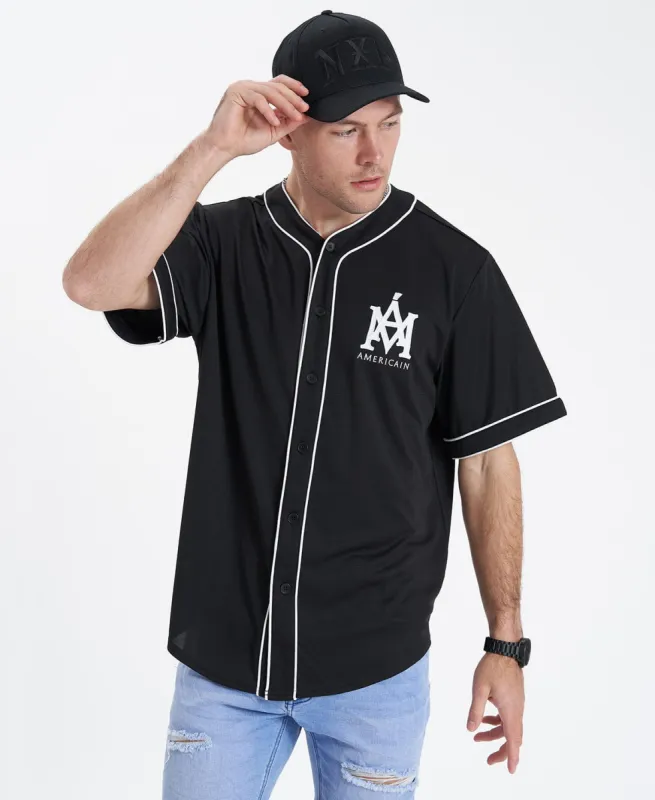 Manque Baseball Jersey Shirt Black sold by Neverland