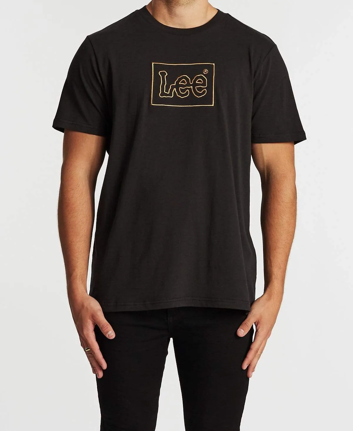 Lee Lines T-Shirt Washed Black sold by Neverland