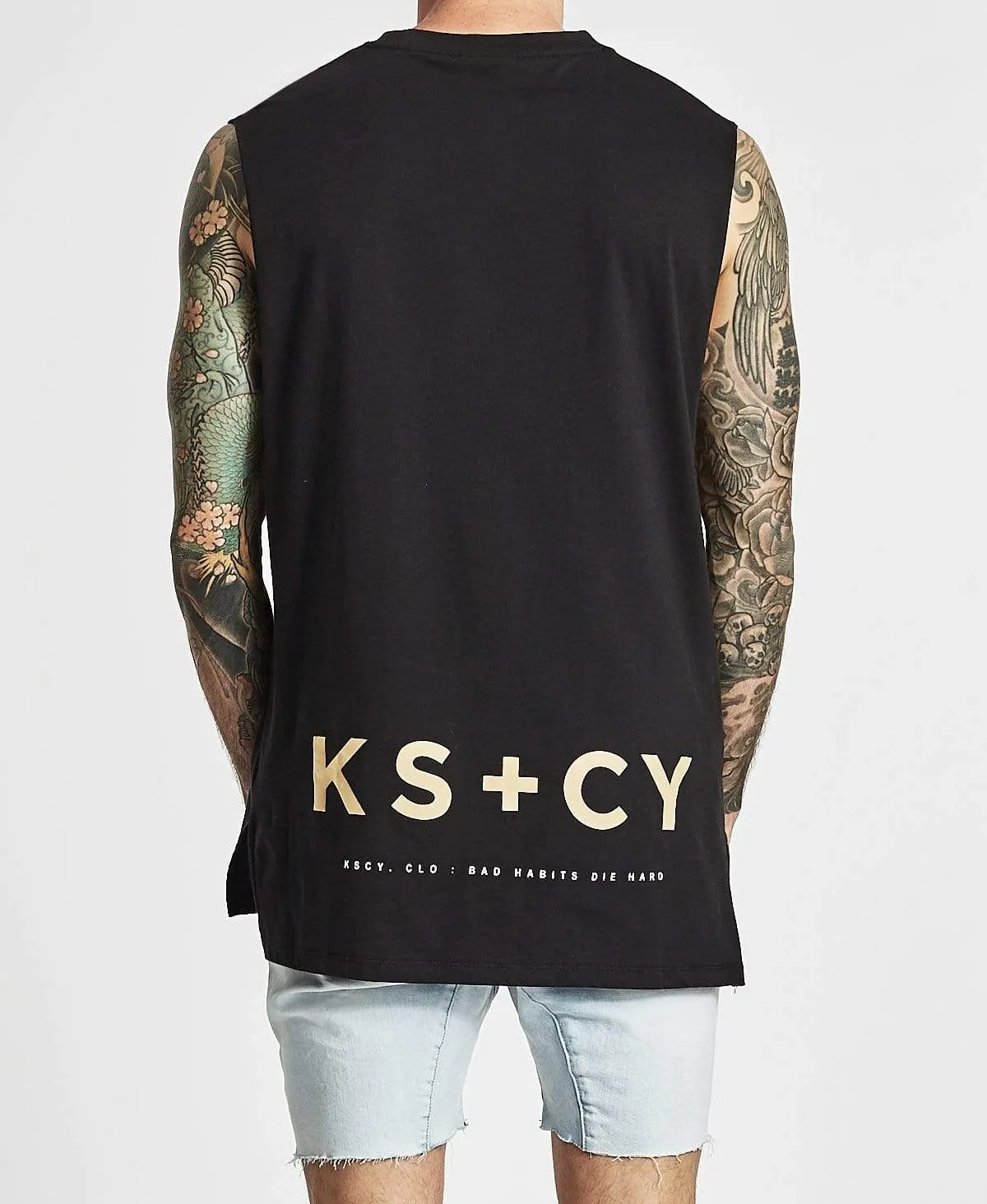 Bad Habits Step Hem Muscle Tee Jet Black sold by Neverland product image thumbnail 2