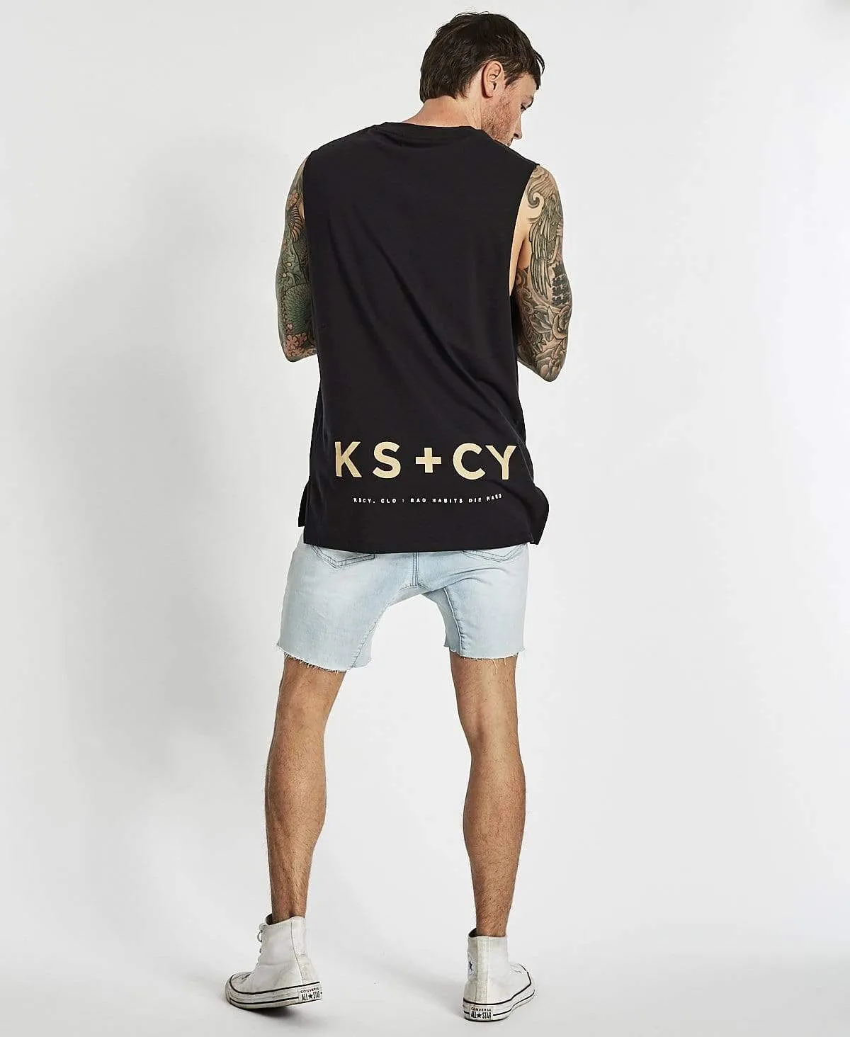 Bad Habits Step Hem Muscle Tee Jet Black sold by Neverland product image thumbnail 5