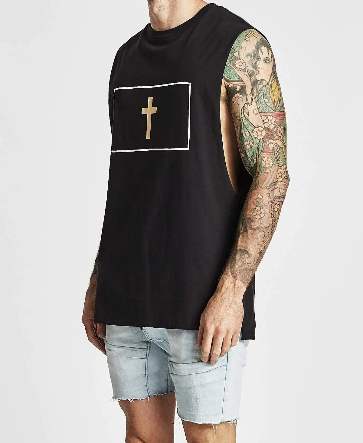 Bad Habits Step Hem Muscle Tee Jet Black sold by Neverland product image thumbnail 3