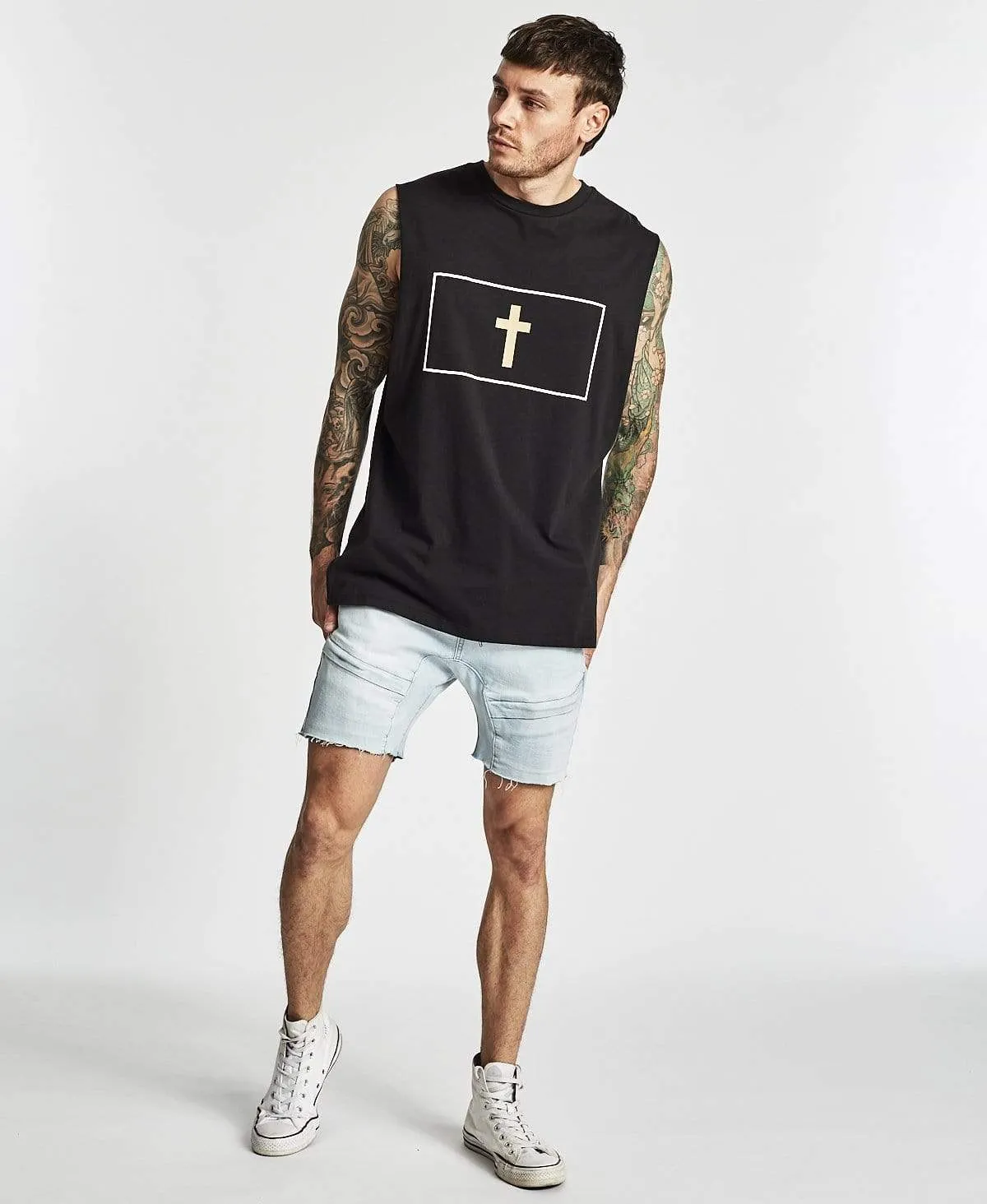 Bad Habits Step Hem Muscle Tee Jet Black sold by Neverland product image thumbnail 4